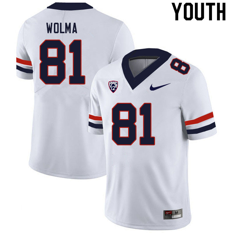 Youth #81 Bryce Wolma Arizona Wildcats College Football Jerseys Sale-White - Click Image to Close